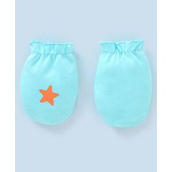 Babyhug 100% Cotton Star Print Mittens Pack of 5 - White Orange & Blue