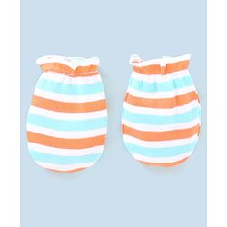 Babyhug 100% Cotton Star Print Mittens Pack of 5 - White Orange & Blue