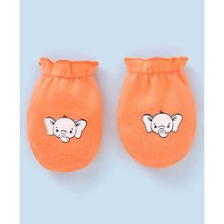 Babyhug 100% Cotton Star Print Mittens Pack of 5 - White Orange & Blue