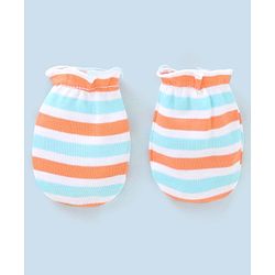 Babyhug 100% Cotton Star Print Mittens Pack of 5 - White Orange & Blue
