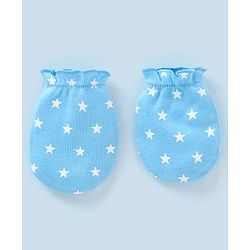 Babyhug 100% Cotton Star Print Mittens Pack of 5 - White Orange & Blue