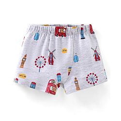 Babyhug 100% Cotton Briefs Stripes & Car Print Pack of 3 - Blue Grey & Maroon