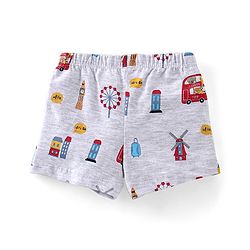 Babyhug 100% Cotton Briefs Stripes & Car Print Pack of 3 - Blue Grey & Maroon