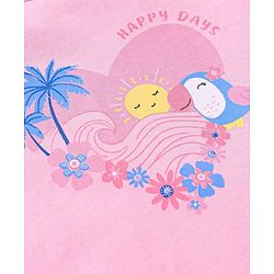 Babyhug Cotton Knit Short Sleeves Night Suit Heart Print - Pink