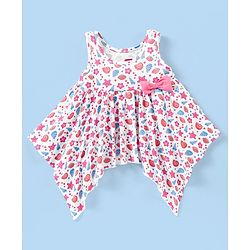 Babyhug 100% Cotton Sleeveless Top & Capri Set Shells Print - White & Pink
