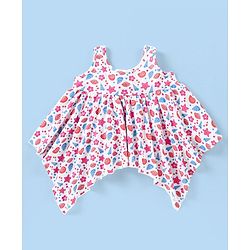 Babyhug 100% Cotton Sleeveless Top & Capri Set Shells Print - White & Pink