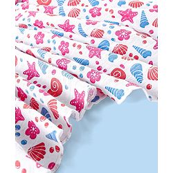 Babyhug 100% Cotton Sleeveless Top & Capri Set Shells Print - White & Pink