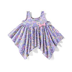 Babyhug 100% Cotton Sleeveless Top & Capri Set Floral Print- Purple & Pink