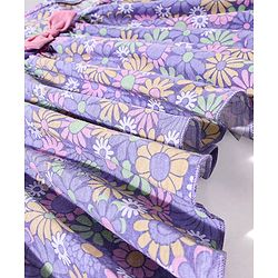 Babyhug 100% Cotton Sleeveless Top & Capri Set Floral Print- Purple & Pink