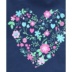 Babyhug Cotton Knit Cap Sleeves Capri Night Suit Floral Print - Navy