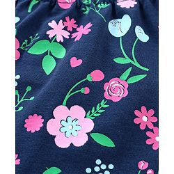 Babyhug Cotton Knit Cap Sleeves Capri Night Suit Floral Print - Navy