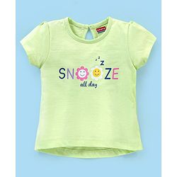 Babyhug Cotton Knit Cap Sleeves Capri Night Suit Snooze Print - Green