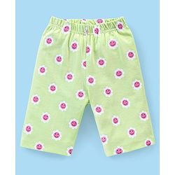Babyhug Cotton Knit Cap Sleeves Capri Night Suit Snooze Print - Green