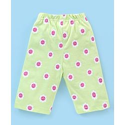 Babyhug Cotton Knit Cap Sleeves Capri Night Suit Snooze Print - Green