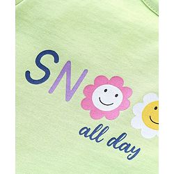 Babyhug Cotton Knit Cap Sleeves Capri Night Suit Snooze Print - Green