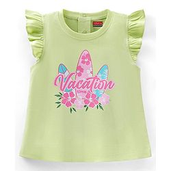 Babyhug 100% Cotton Woven Sleeveless Tee with Floral Graphic - Lime Green