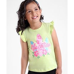Babyhug 100% Cotton Woven Sleeveless Tee with Floral Graphic - Lime Green