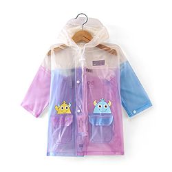 Babyhug Full Sleeves Calf Length Hooded Raincoat Cartoon Print - Multicolour