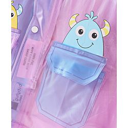 Babyhug Full Sleeves Calf Length Hooded Raincoat Cartoon Print - Multicolour