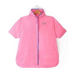 Babyhug Full Sleeves Calf Length Hooded  Raincoat Solid Colour Polka Dot Print- Pink