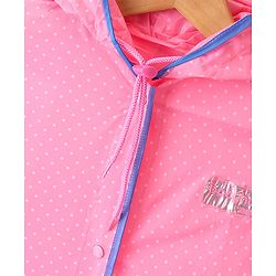 Babyhug Full Sleeves Calf Length Hooded  Raincoat Solid Colour Polka Dot Print- Pink