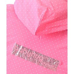 Babyhug Full Sleeves Calf Length Hooded  Raincoat Solid Colour Polka Dot Print- Pink