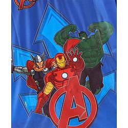 Babyhug Full Sleeve Calf Length Raincoat Avengers Print - Blue