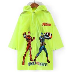 Babyhug Full Sleeves Hooded Raincoat Avengers Print - Green