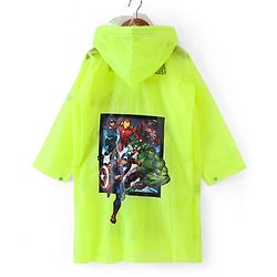 Babyhug Full Sleeves Hooded Raincoat Avengers Print - Green