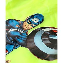 Babyhug Full Sleeves Hooded Raincoat Avengers Print - Green