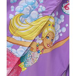 Babyhug Full Sleeves Hooded Barbie Graphics Raincoat - Purple