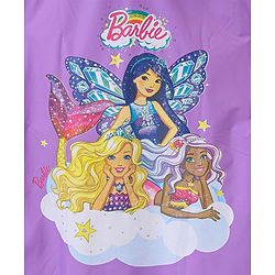 Babyhug Full Sleeves Hooded Barbie Graphics Raincoat - Purple