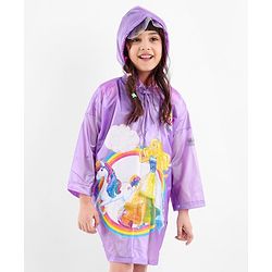 Babyhug Full Sleeves Hooded Raincoat Barbie Print - Lavender