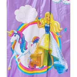 Babyhug Full Sleeves Hooded Raincoat Barbie Print - Lavender