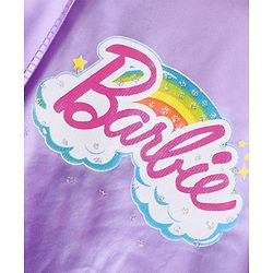 Babyhug Full Sleeves Hooded Raincoat Barbie Print - Lavender