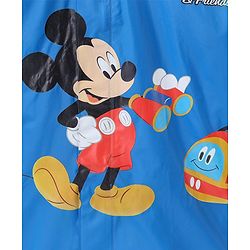 Babyhug Full Sleeves Hooded Raincoat Mickey Mouse Print - Blue