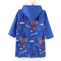 Babyhug Full Sleeves Hooded Raincoat Spider Man Print - Blue