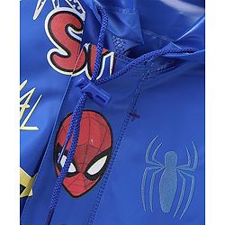Babyhug Full Sleeves Hooded Raincoat Spider Man Print - Blue