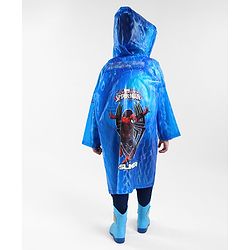 Babyhug Full Sleeves Hooded Raincoat Spiderman Print - Blue