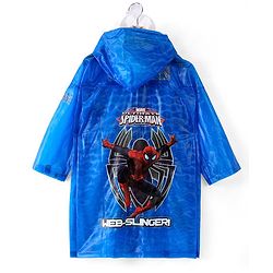 Babyhug Full Sleeves Hooded Raincoat Spiderman Print - Blue