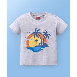 Babyhug 100% Cotton Half Sleeves T-Shirt With Beach Graphics - Grey
