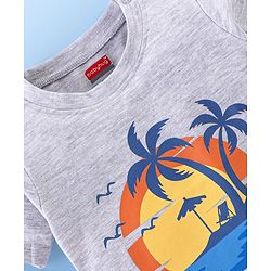Babyhug 100% Cotton Half Sleeves T-Shirt With Beach Graphics - Grey