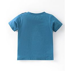 Babyhug 100% Cotton Half Sleeves T-Shirt Shark Club Print - Teal Blue