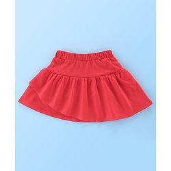 Babyhug 100% Cotton Frill Sleeves Top & Skirt Set Floral Print - White & Red