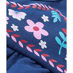 Babyhug 100% Cotton Knit Sleeveless Top & Short Floral Print - Navy Blue & Pink