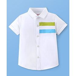Babyhug 100% Cotton Woven Half Sleeves Regular Collar Solid Shirt - White