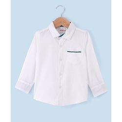 Babyhug 100% Cotton Full Sleeves Solid Shirt with Tie - White