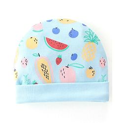 Babyhug 100% Cotton Cap Mittens & Booties Watermelon & Pineapple Print- Blue