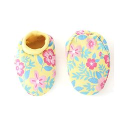 Babyhug 100% Cotton Cap Mittens & Booties Floral Print- Yellow
