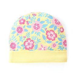 Babyhug 100% Cotton Cap Mittens & Booties Floral Print- Yellow